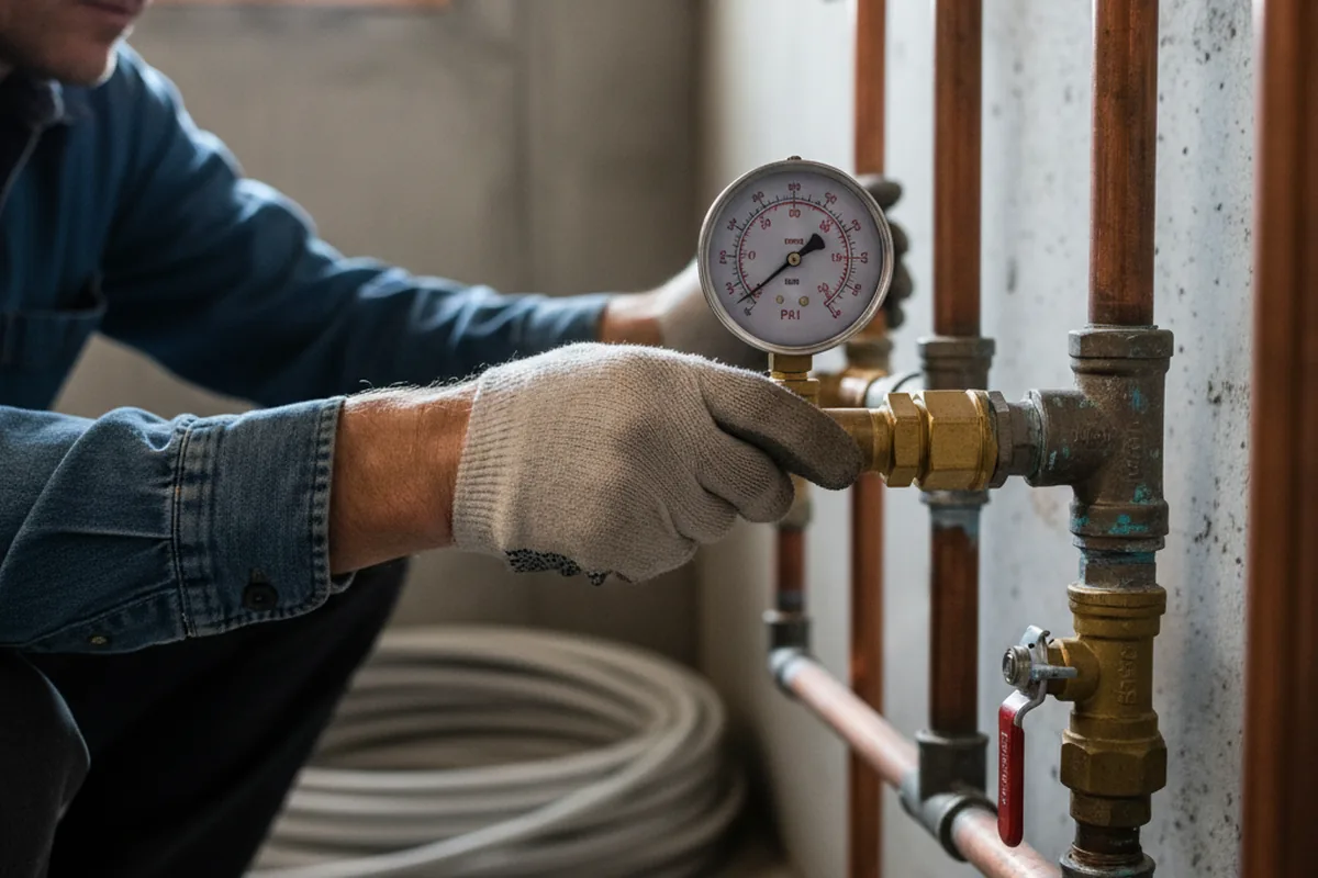 Pressure testing a repaired line during Water Line Repair in Flemingsburg